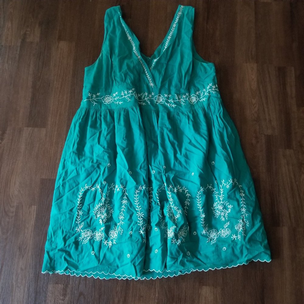 Blue Plate Teal Embroidered Summer Dress PLUS 3x